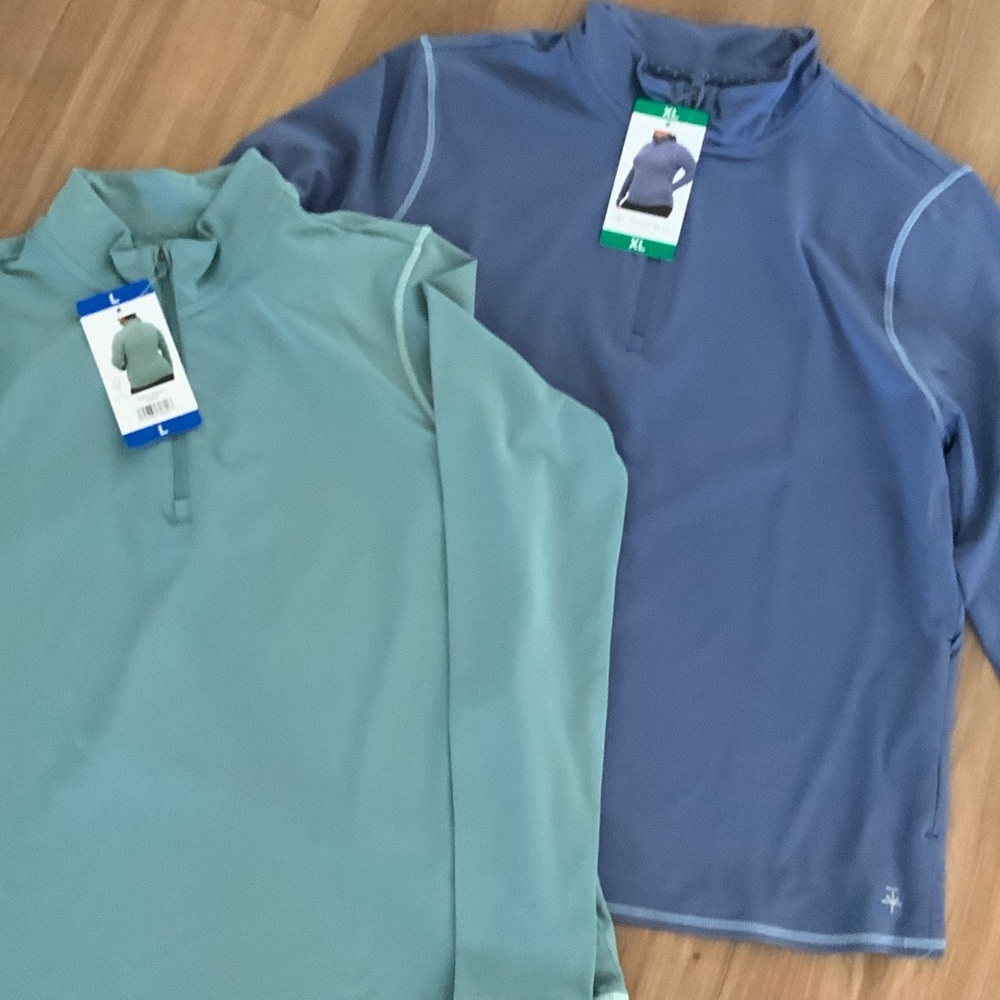 Light Teal & Slate Blue Quarter-Zip Pullover Tops